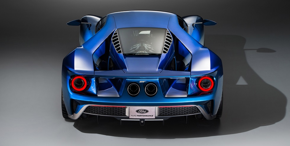 The all new Ford GT supercar is an ultra high performance rear wheel drive carbon fiber two door coupe powered by a mid mounted twin turbocharged EcoBoost® V 6 engine and represents the pinnacle of the Ford Performance group as a showcase for Ford innovation and expertise in aerodynamics lightweight construction and connected car technology